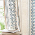 jinchan Floral Linen Curtains Embroidered Back Tab 50x84in 2 Panels Blue | by JINCHAN