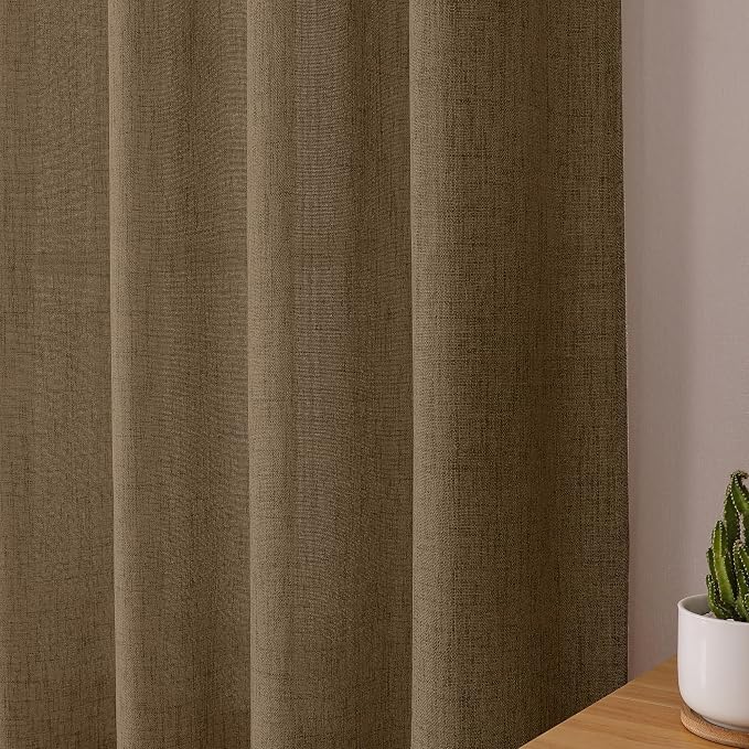 Tollpiz Linen Tier Curtains Rod Pocket Semi Sheer Short Kitchen Curtain Half - Image 8