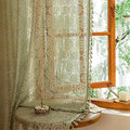 YJ YANJUN Boho Lace Curtains, Sage Green Sheer Window Panels | Geometric by YJYANJUN
