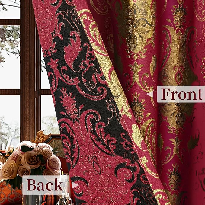 Loom and Mill Red Damask Curtains - Image 3