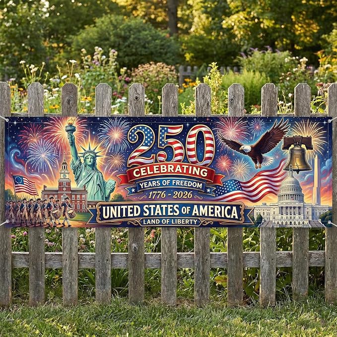 Personalized 250 Years of Freedom USA Banner 1776-2026, Patriotic American - Image 2