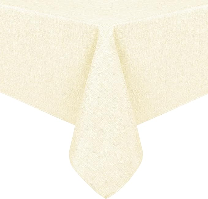 Hiasan Faux Linen Square Tablecloth - Wrinkle and Stain Resistant Washable Table Cloth for Kitchen Dining Room Holiday Table Cover for Dinner, Champagne, 54 x 54 Inch
