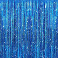 Crosize 4 Pack Laser Royal Blue Party Streamers Backdrop, 3.3 x 9.9 ft | Tinsel by Crosize
