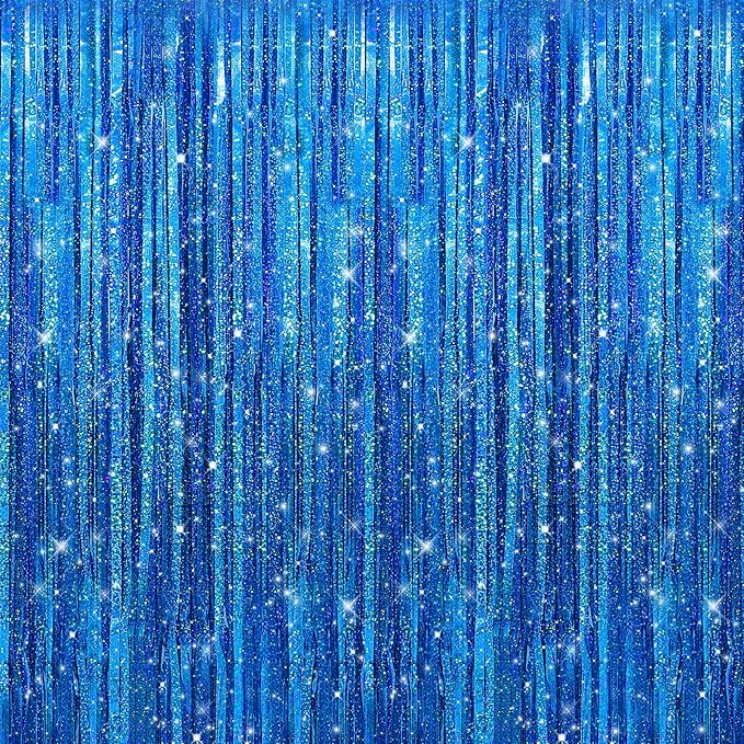 5 Pack 3.3 x 9.9 ft Holographic Dark Blue Streamers Party Decorations | Foil by Crosize