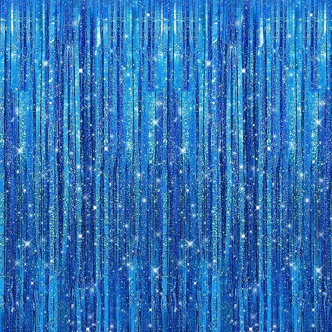 7 Pack 3.3 x 9.9 ft Holographic Dark Blue Streamers Party Decorations | Foil by Crosize