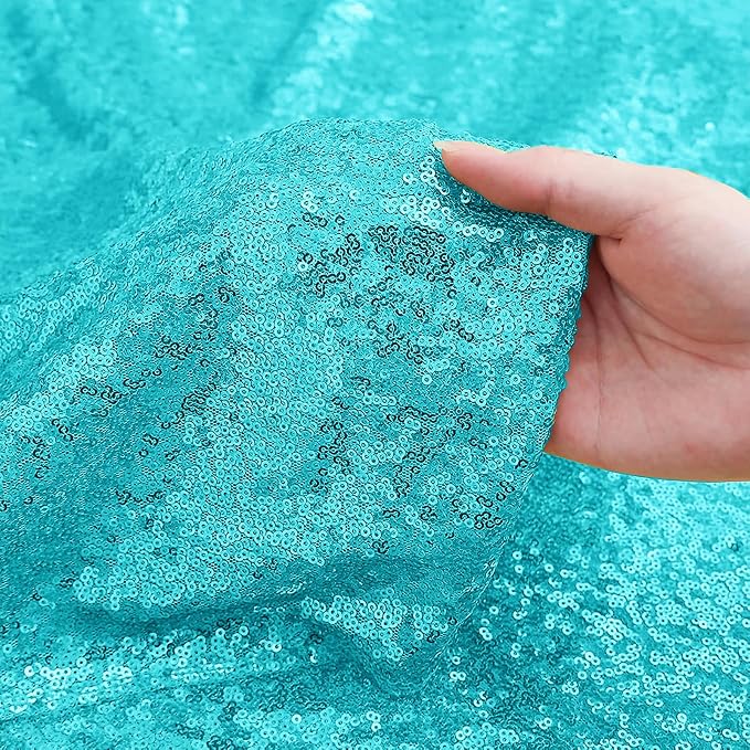 Sugargirl Turquoise Sequin Backdrop Curtain 4 Panels 2FTx8FT Glitter Turquoise - Image 5