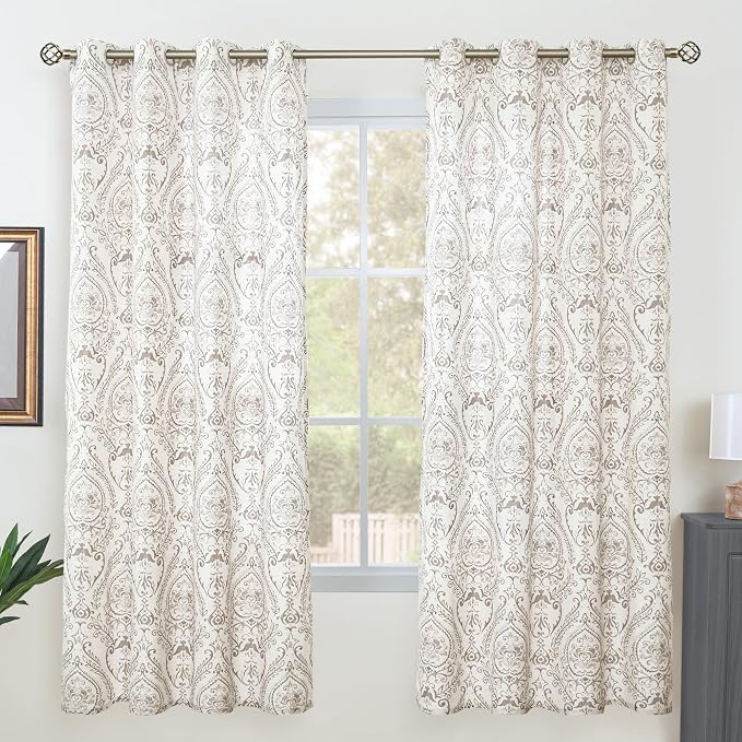 Linen Curtains 72 inch Length for Living Room, Linen Printed Curtains Grommet - Image 2