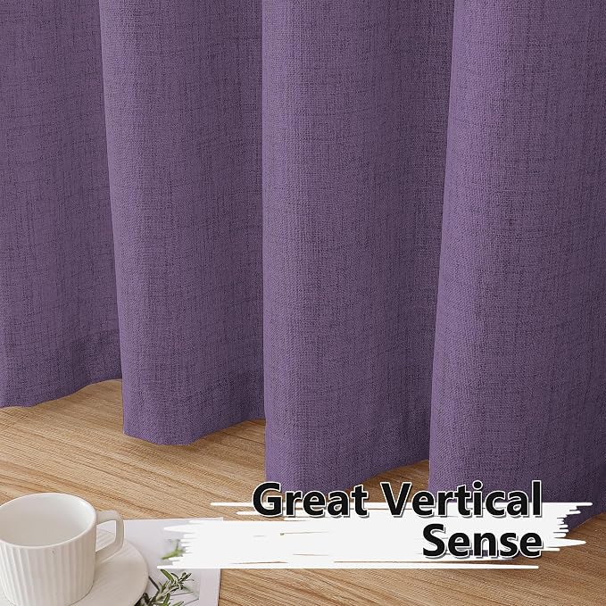 Tollpiz Linen Tier Curtain Rod Pocket Semi Sheer Half Kitchen Curtains Burlap - Image 4