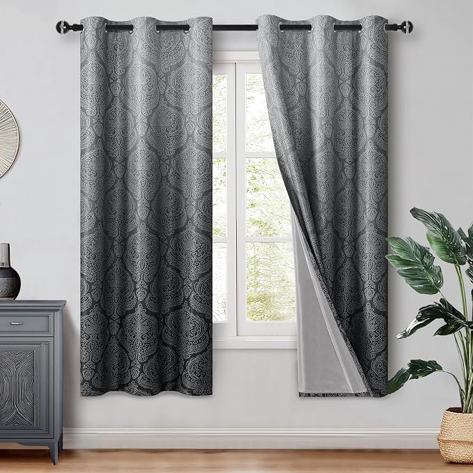 DWCN Black Blackout Curtains for Bedroom 63 Inch Long by DWCN