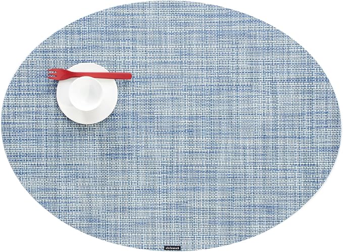 Chilewich Mini Basketweave Placemats, Woven Oval Placemats Set of 4 | Reusable by Chilewich