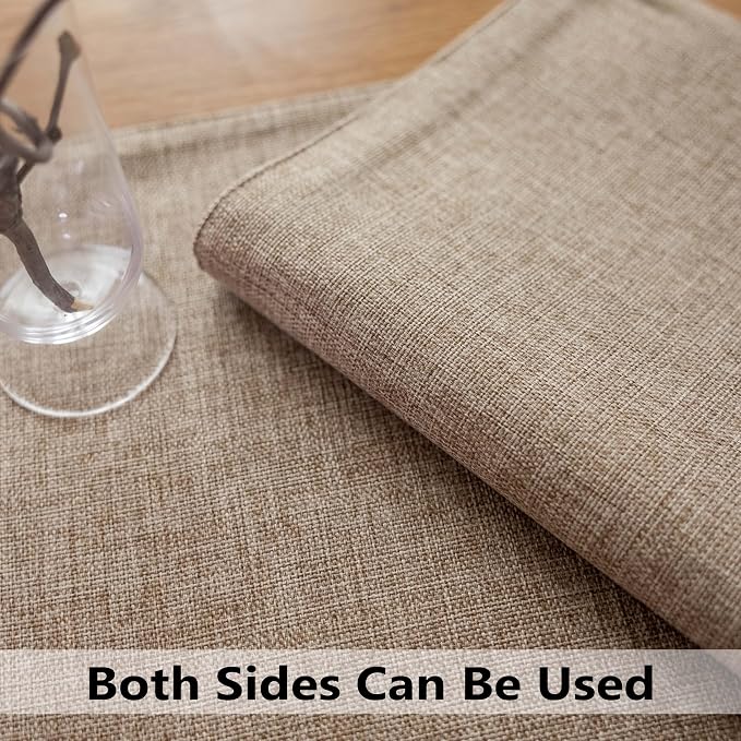 Demetex Linen Placemats Set of 6 Heat Resistant Wipeable Cloth Table Place Mats - Image 5