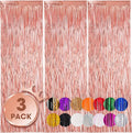 Voircoloria Rose Gold Foil Fringe Backdrop Curtains, 3 Pack | Tinsel Streamers by Voircoloria
