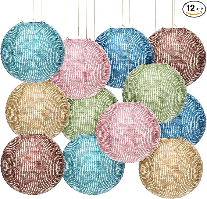Rossesay 12 Pcs Burlap Hanging Paper Lantern 8 Inch Back to School Party by Rossesay