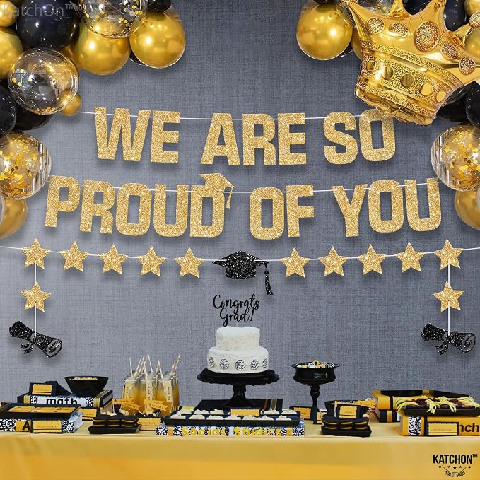 KatchOn Glitter Gold We are So Proud of You Banner 10 Feet | No DIY, Pre Strung - Image 6