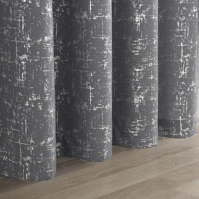 Taisier Home Silver Solid Dots Curtain Foil Print Grommet Room Darkening Linen - Image 2