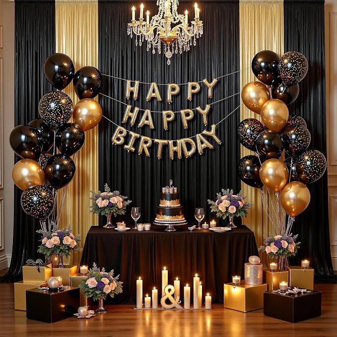 30x12ft Glitter Gold Backdrop Curtains, Sequin Curtains Wrinkle Free Polyester - Image 9