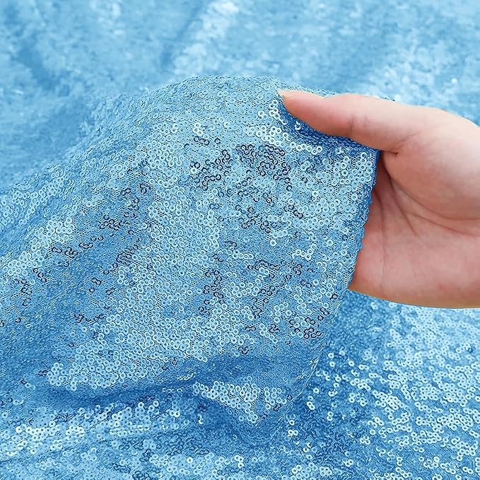 Sugargirl Blue Sequin Backdrop Curtain 6 Panels 2FTx8FT Glitter Blue Background - Image 5
