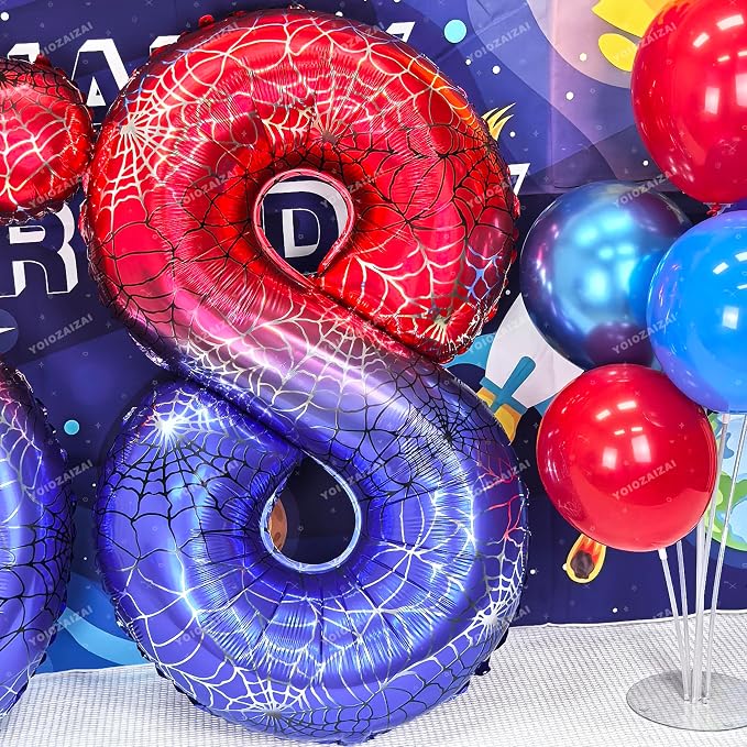 40 IN Red Blue Gradient Number 8 Balloon Large Digital 8 Foil Balloon | - Image 5