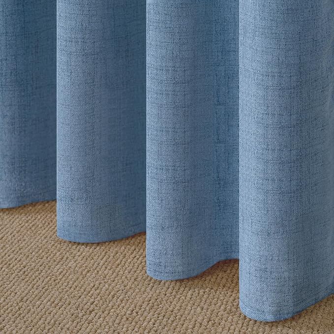 YoungsTex Light Blue Linen Curtains 40 Inches Long, Short Drapes - Image 9