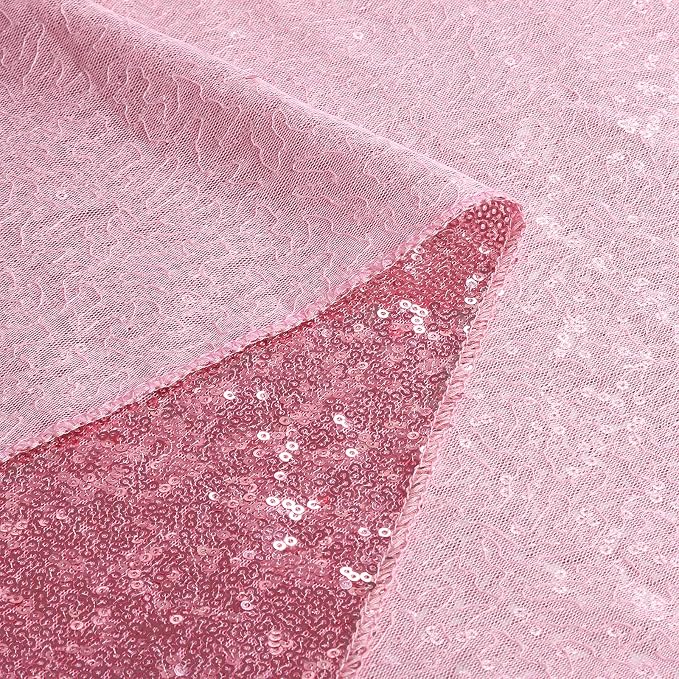 Sequin Backdrop 4 Pcs 2ftx8ft Glitter Blush Pink Party Backdrop Curtain Wedding - Image 5