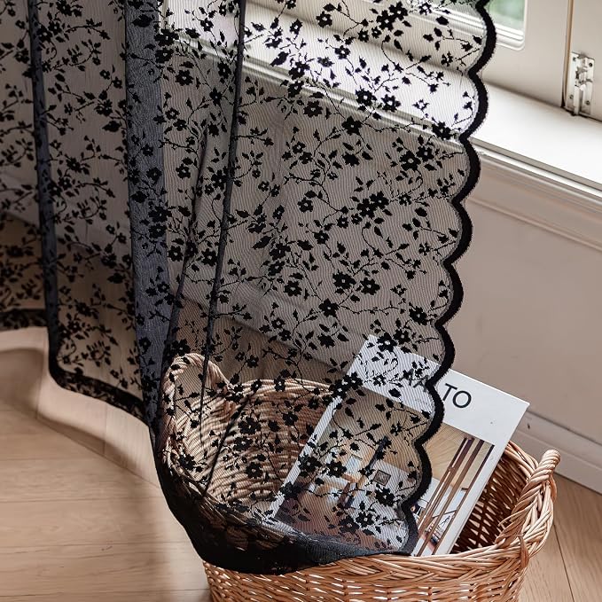 Anmao Vintage Lace Sheer Curtains 96 Inches Long - Image 8