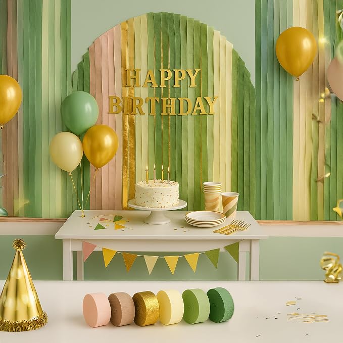 6 Sage Green Streamers, 492ft Pack of Crepe Paper Party Decorations | Each roll - Image 2