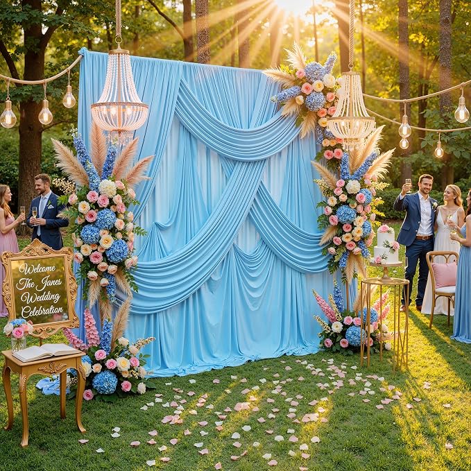 40ftx10ft Wrinkle Free Baby Blue Backdrop Curtains by ENJOYYOURPARTY