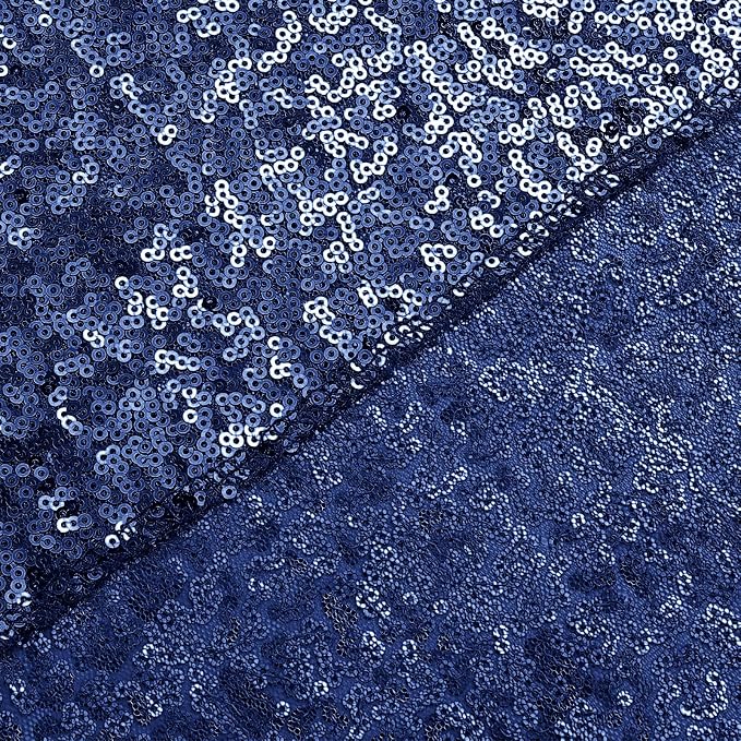 Sugargirl Navy Sequin Backdrop Curtain 7FTx7FT Glitter Navy Background Drapes - Image 4