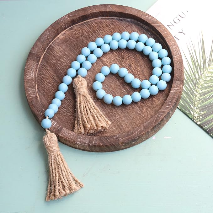 Meplait 39in Wood Bead Garland, Farmhouse Beads - Image 5