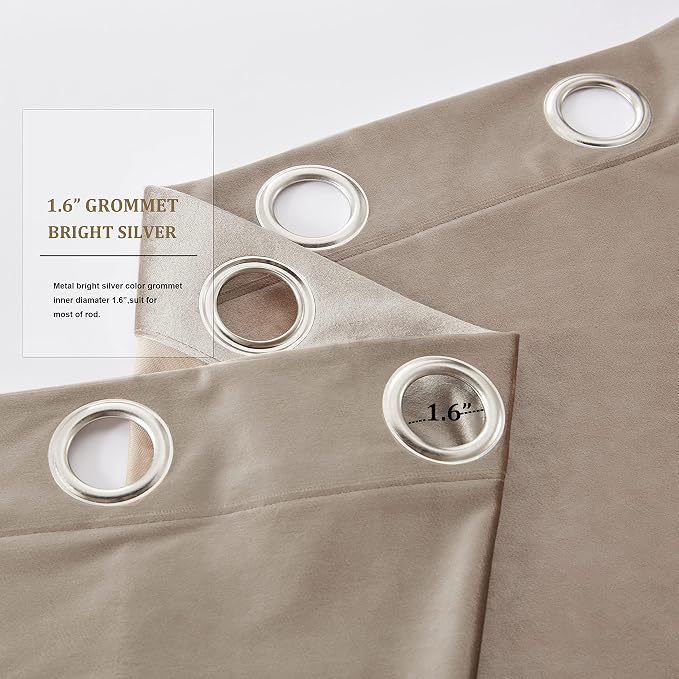 BULBUL Taupe Velvet Blackout Curtains 72 inch Long - Image 3