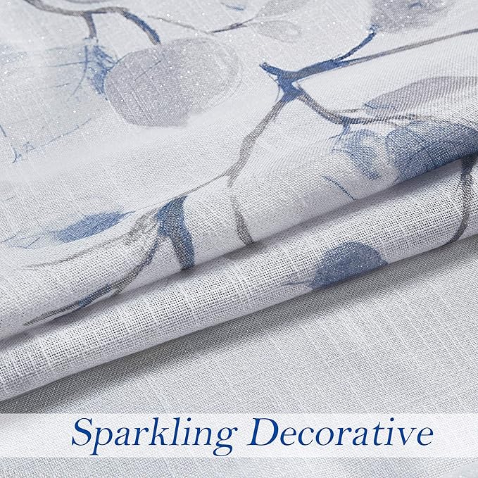 Central Park Leaf Floral Print Metallic Sheer Curtain, Grommet Top, Linen - Image 3