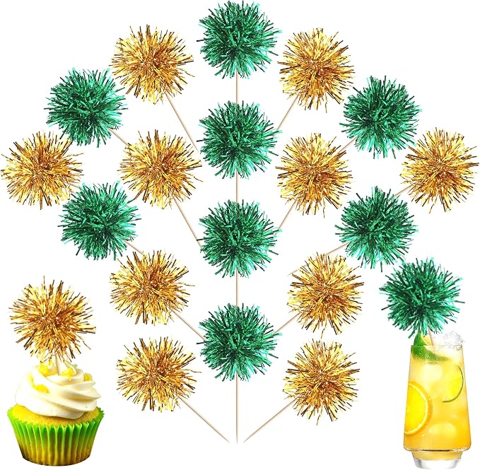 40 PCS Foil Firework Cupcake Toppers Fireworks Cupcake Picks Sparkle Tinsel by ZHUOWEISM
