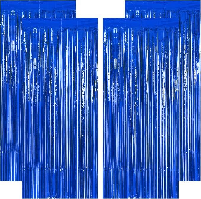 ZATAYE 4 Pack Dark Blue Foil Curtain Streamer Decorations | Dark blue, Metallic by ZATAYE