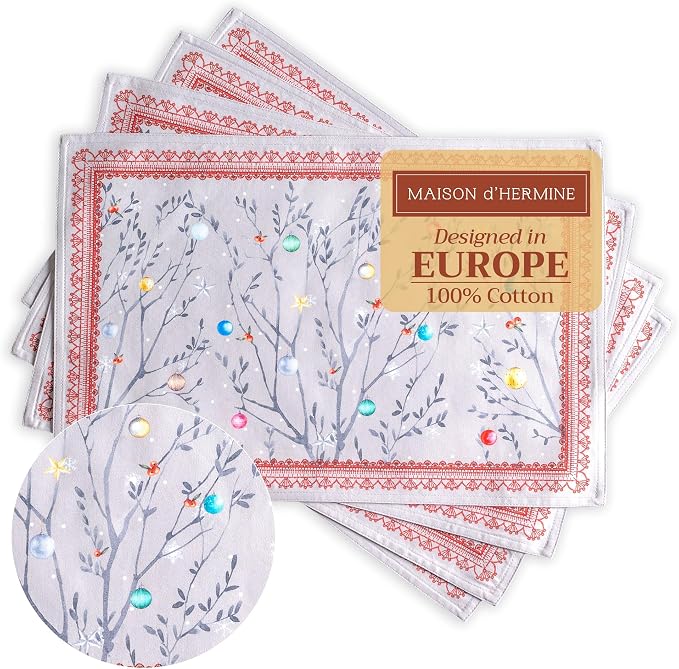 Maison d' Hermine Placemats Set of 4 Reusable 100% Cotton | Cloth Place Mats by MaisondHermine