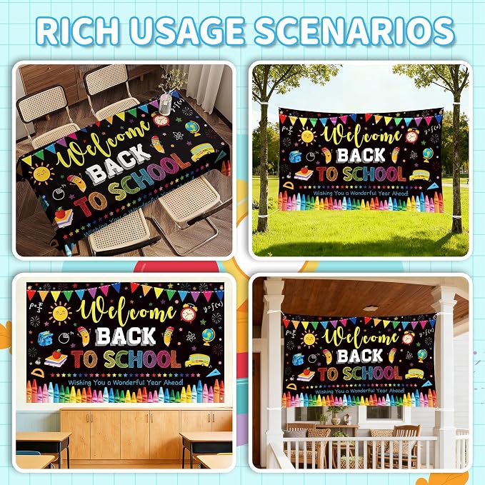 Back to School Decorations, Large 71" x 43" Welcome Back to School Backdrop | - Image 5