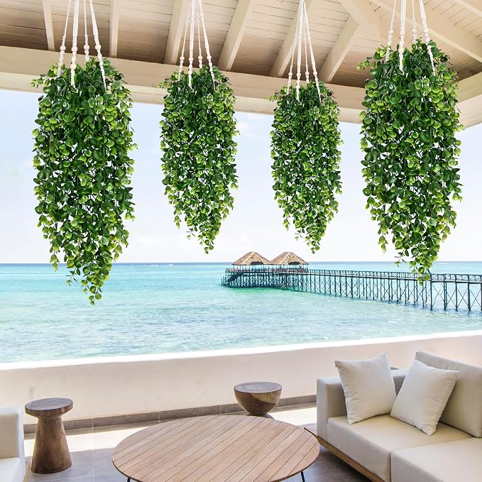 4Pcs Fake Hanging Plants 2.7FT Fake Plants Fake Vines Greenery | UV Resistant - Image 7