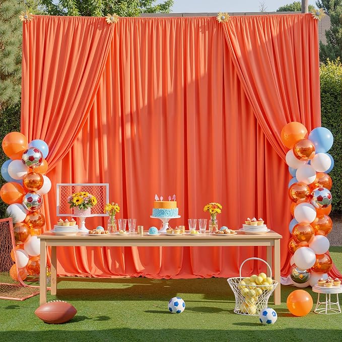 10ftx10ft Wrinkle Free Orange Backdrop Curtains - Image 3