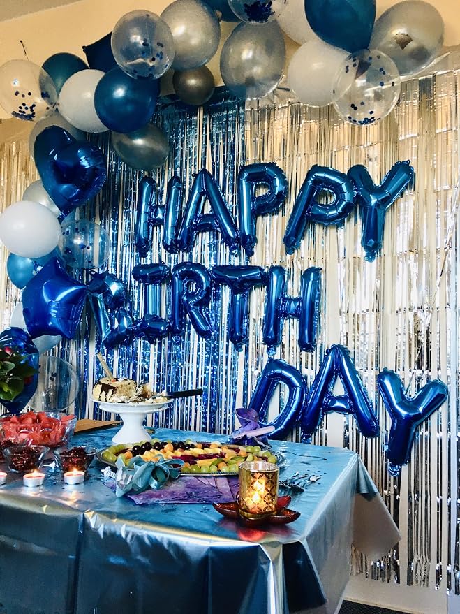 16 Inch 52Pcs Blue Letter Balloons Shiny A-Z Foil Balloon Letters | Reusable - Image 5