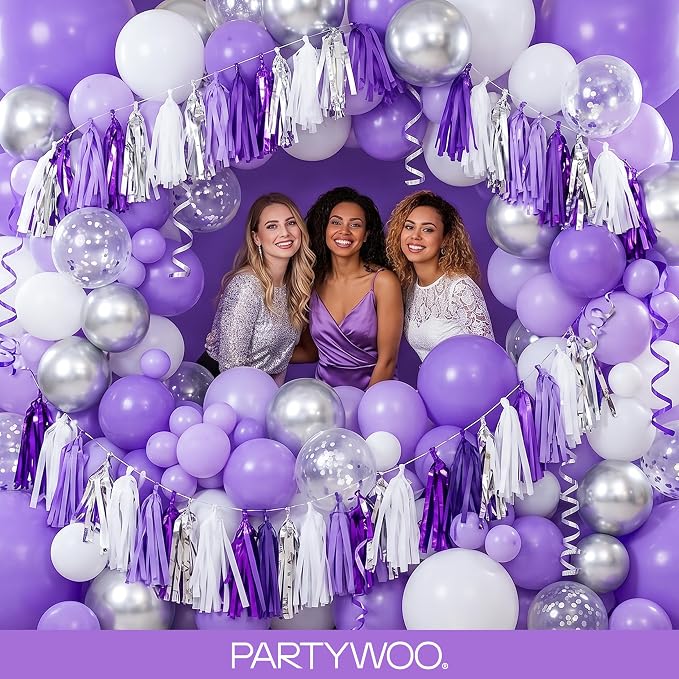 PartyWoo Purple Balloons 100pcs Different Sizes of 36 18 12 10 5 Inch | Balloons - Image 5