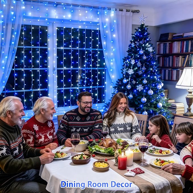 JMEXSUSS 200 LED USB Curtain Lights Blue and White | Remote Curtain Christmas - Image 6