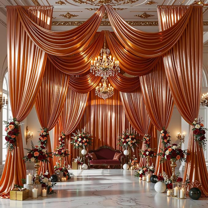 20x10ft Terracotta Glitter Backdrop Curtain - Image 3