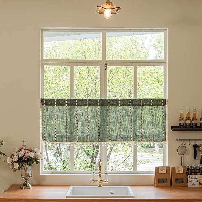 Sutuo Home Boho Valance Short Curtains Tier - Image 5