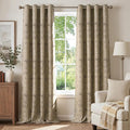 jinchan Taupe Damask Curtains 96 Inch Room Darkening Grommet 2 Panels | by JINCHAN