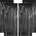 ZATAYE 4 Pack Black Halloween Foil Curtain Streamer Decorations | Black by ZATAYE