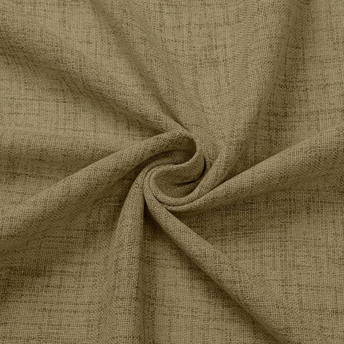 Tollpiz Short Linen Curtain Bedroom Rod Pocket Semi Sheer Curtains Burlap Light - Image 9