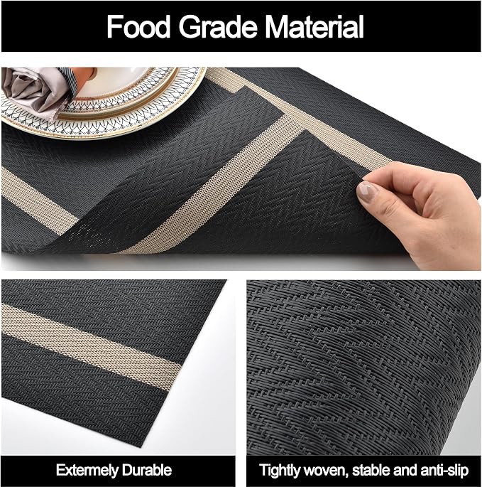 SLKQG Black Placemats Set of 8 - Image 4