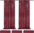 6 Packs 2x8FT Sequin Curtain Backdrop Burgundy Red Party Photo Backdrop | by QueenDream