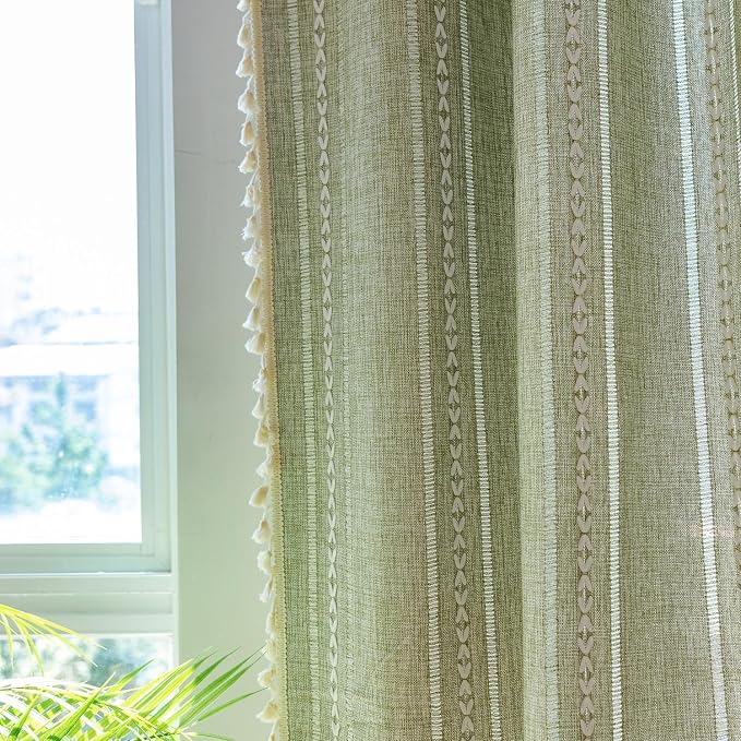 Sutuo Home Green Boho Curtains 120 inch Extra Long - Image 3