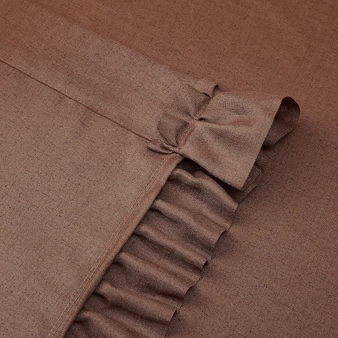 Dark Terracotta Linen Ruffled Curtains - Image 7