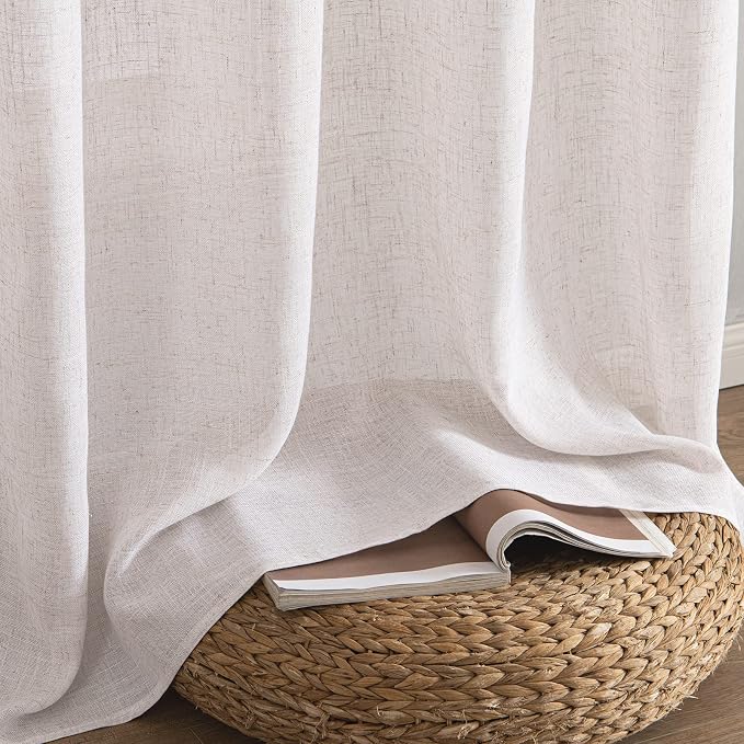 MIULEE White Short Linen Curtains 52x45 Inch Length 2 Panels - Image 7